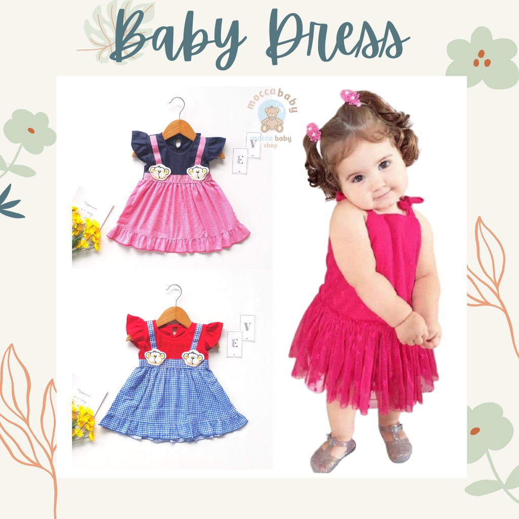 MBSS - QIU2 LITTLE MONKEY Baju Bayi Model Dress MURAH Baby Girl (0-6 bulan)  Dress Anak Perempuan