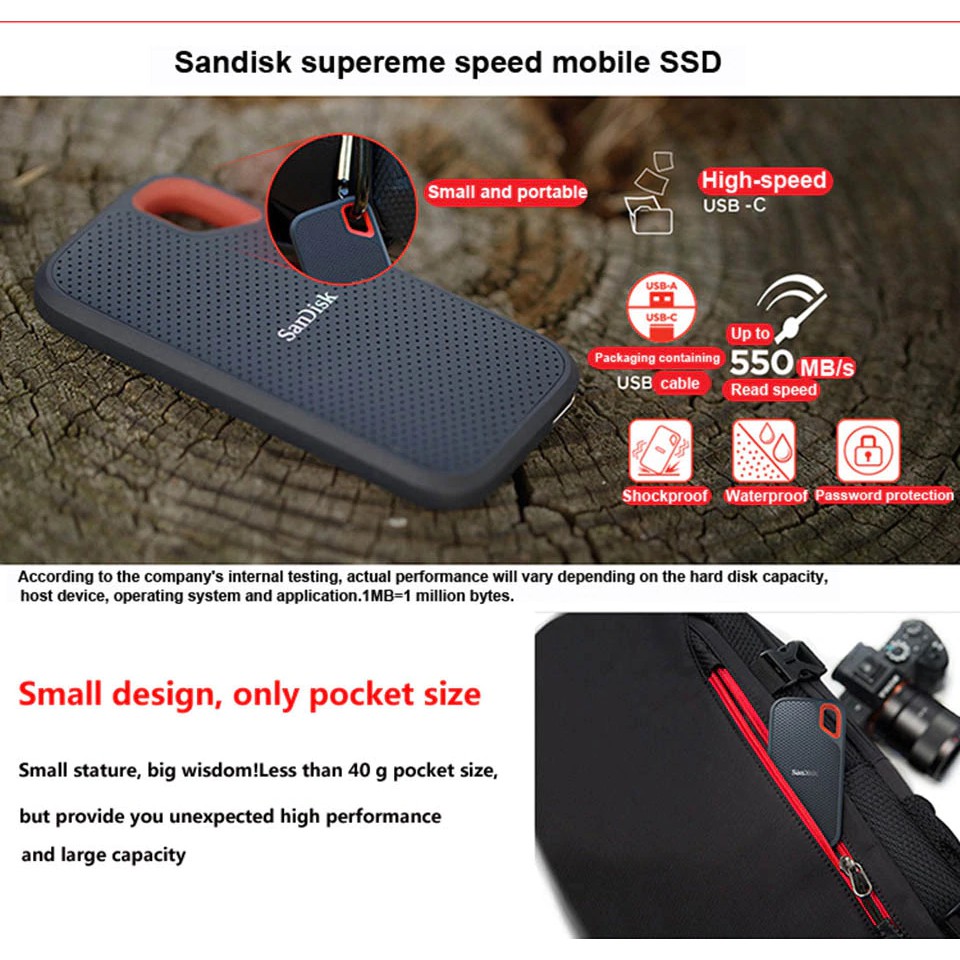 SanDisk Extreme SSD E60 Portable External SSD 2TB Harddisk Eksternal