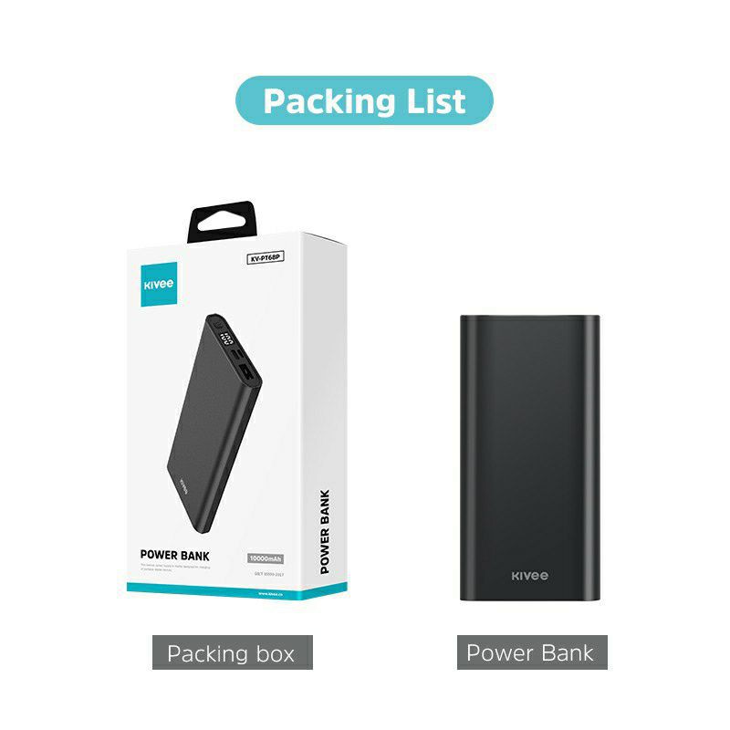 Kivee Powerbank 10000mAh Fast Charging Real Capacity KV-PT68P