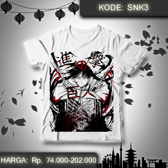 Baju Kaos Anime Shingeki no Kyojin - Levi Baju Attack on Titan Eren Mikasa