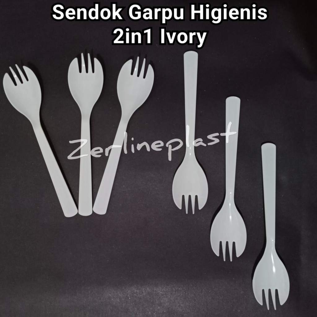 Sendok Garpu STYRER 2in1 Plastik - IVORY Food Grade @10pcs