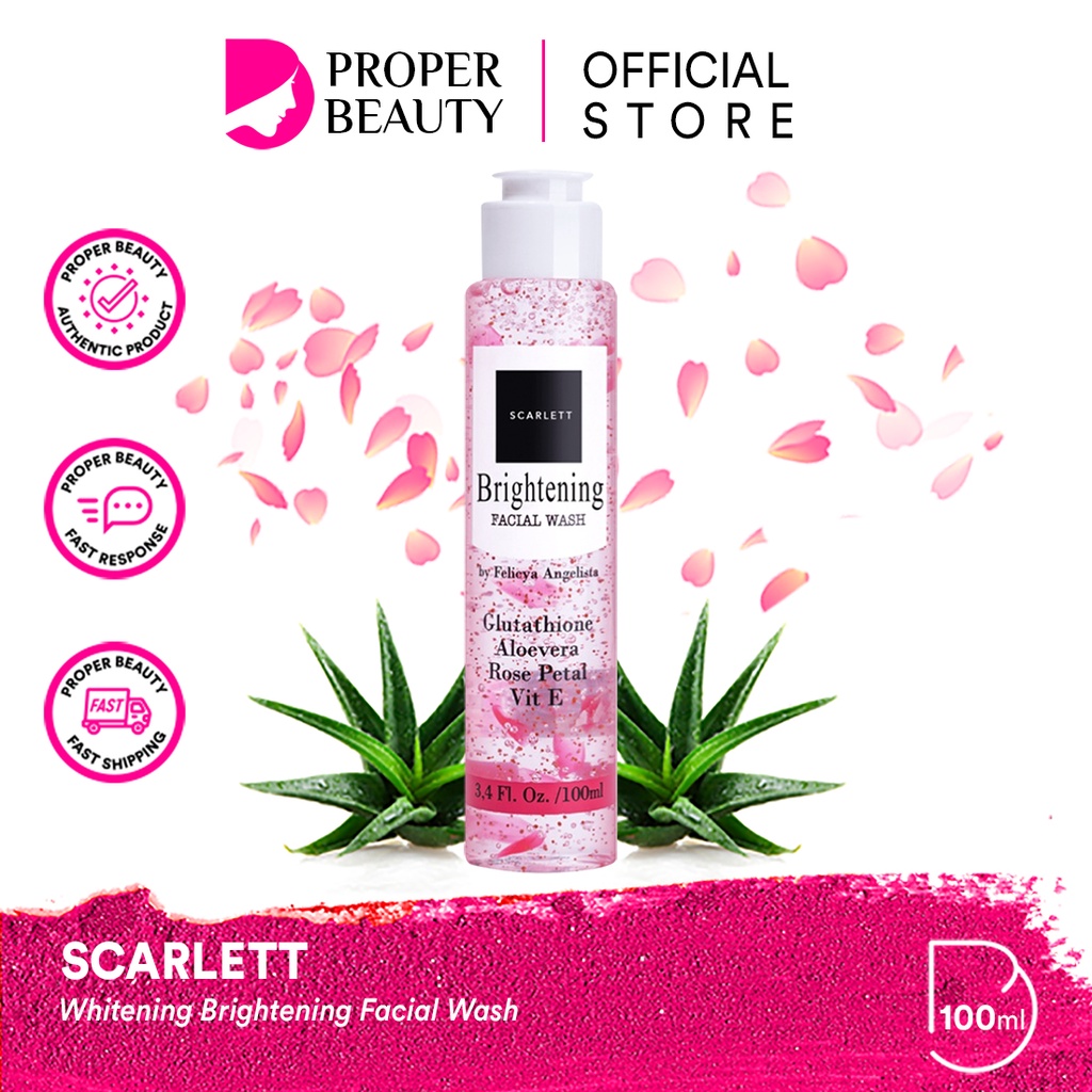 SCARLETT Whitening Facial Wash Indonesia / Essence Toner Serum Ampoule Day Night Cream Clay Mask Mas