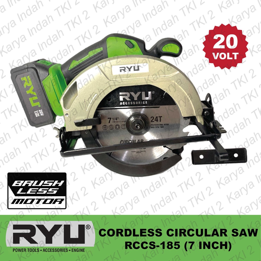 BRUSHLESS Cordless Circular Saw 7" RYU RCCS185 Mesin Circle Kayu Baterai 20 Volt RCCS 185 RCS Sirkel