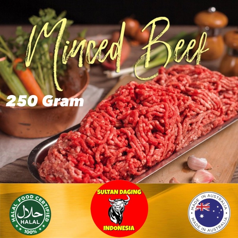 

DAGING GILING MINCED BEEF PREMIUM 250 GRAM IMPORT DARI AUSSIE/MINCED BEEF/DAGING GILING/BEEF BURGER