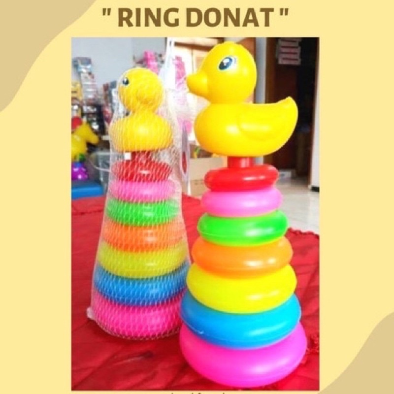 mainan baby o ring besar roda kapal bebek 10 susun donat mainan gigit bayi edukasi bebek donat large