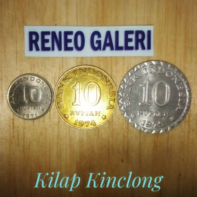 Set Tahun Rp 10 Rupiah 3 Lintas generasi berbeda 1971,1974,1979 Uang koin kuno jenis macam paket
