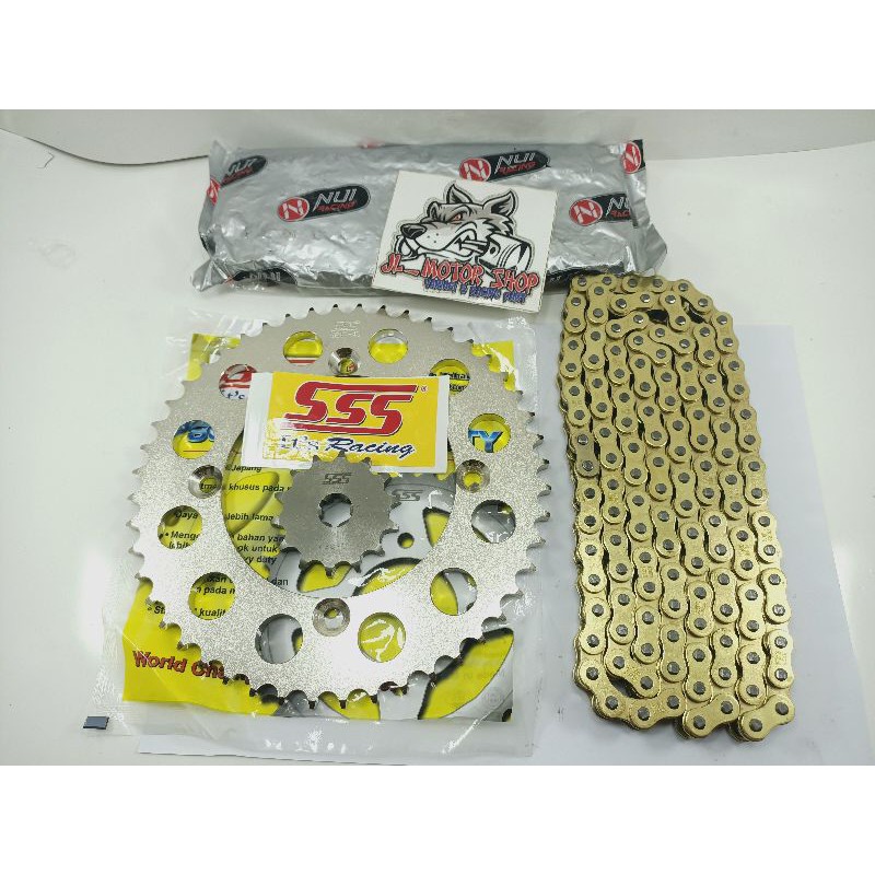 Gear set Gir Set SSS 428 415 Yamaha R15 VVA - R15 V3 -  XSR 155 Vixion R 155 MT15 MT 15 R15 V1 V2 XABRE VIXION NEW Rantai Gold