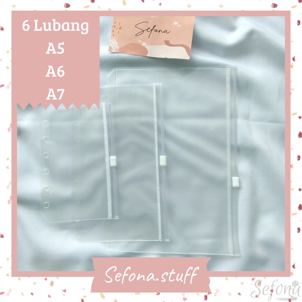 

A5 A6 A7 Zipper Bag / Pocket / Kantong / Pouch / Ziplock Binder Sinking Fund 6 Ring / Holes / Lubang / Cardbag A5 A6 A7