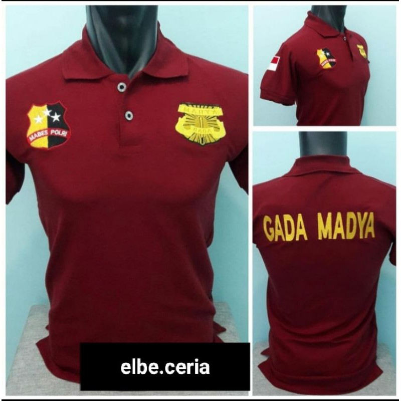 Kaos polo Gada Madya maroon full bordir/ kaos kerah pria