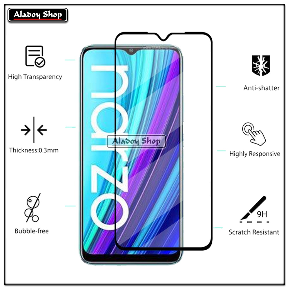 Tempered Glass Realme Narzo 30A 2021 Free Tempered Glass Camera Lens dan Skin Carbon