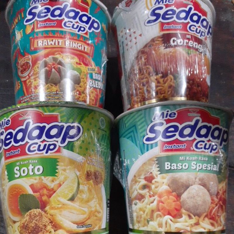 

MIE SEDAAP CUP 1 PAKET ISI 4 CUP (baso,soto,rawit, goreng)