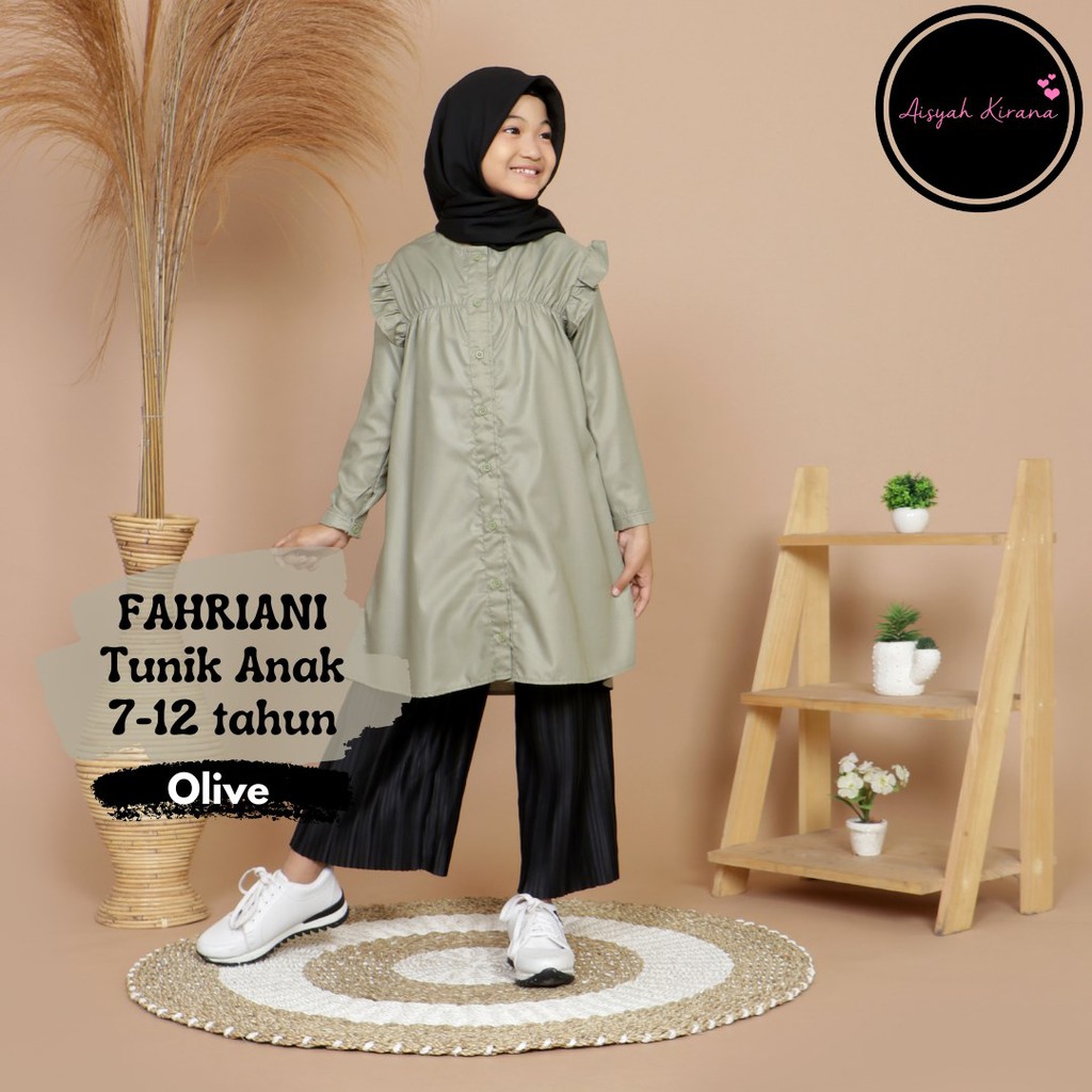 FAHRIANI TUNIK ANAK Baju remaja usia 7-12 tahun katun toyobo polos adem outfit hijab perempuan ootd 
