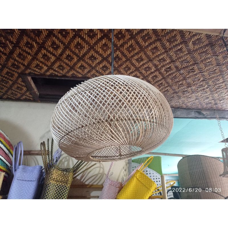 Kap Lampu Gantung Bambu rotan bulat unik estetik