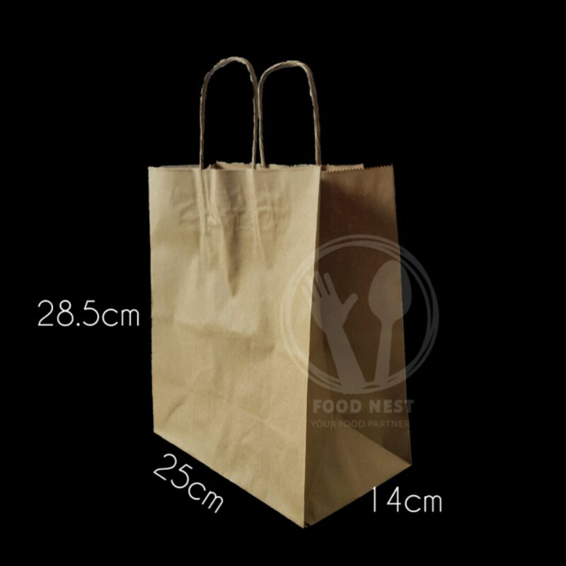 PAPER BAG COKLAT POLOS UKURAN 25X14X28,5 PAPER BAG KADO SOUVENIR WEDDING PACKING OLSHOP TAS KERTAS PAPER BAG COKLAT POLOS