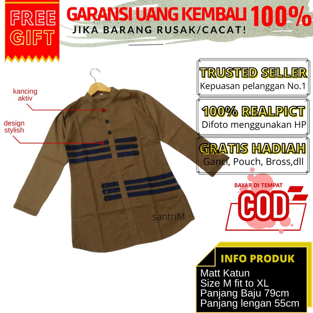 Atasan Santri Free Gift  Baju Santri Baju Santri Salafi Tunik Santriwati Baju Putri Atasan Santriwat