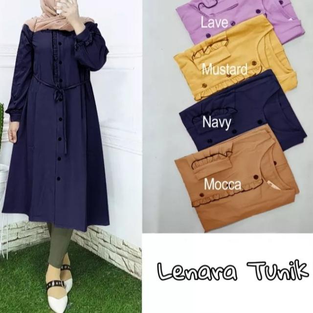 ゠ Baju atasan wanita kekinian ukuran L|XL Lenara tunik (COD)/Tunik muslimah wanita terbaru 2021 な
