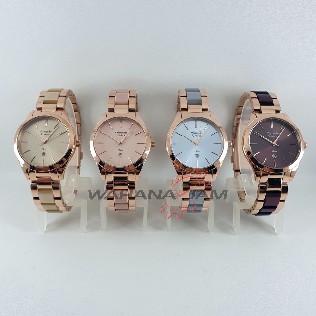 Alexandre Christie AC 2919 BF / Jam Tangan Wanita AC2919 Steel Keramik Kombinasi Rosegold Original