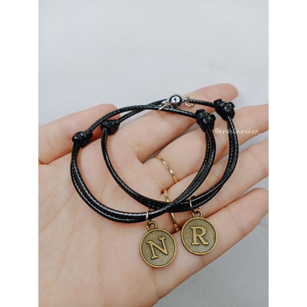 (READY STOK) COD FREE GIFT GELANG COUPLE MAGNET INISIAL HURUF GELANG PASANGAN SAHABAT COWO CEWE BEST