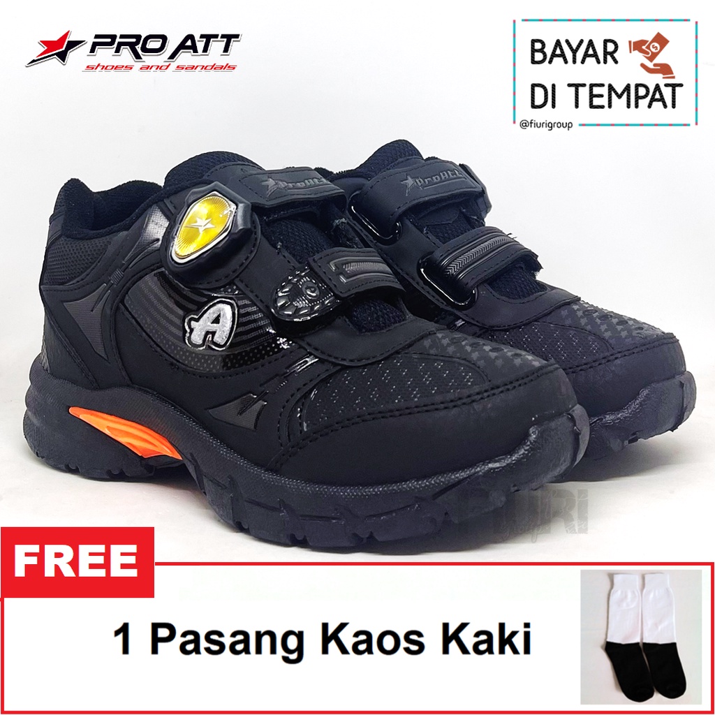 FIURI - Pro ATT Original - PMB MGP 463 PEREKAT 28-37 - Sepatu Kets Anak Laki-Laki - Sepatu Sneakers Anak - Sepatu Olahraga Sport Anak Balita Cowok Perekat - Sepatu Casual Magnet Anak Kecil - Sepatu Sekolah Hitam Anak Laki-Laki PAUD TK SD Murah