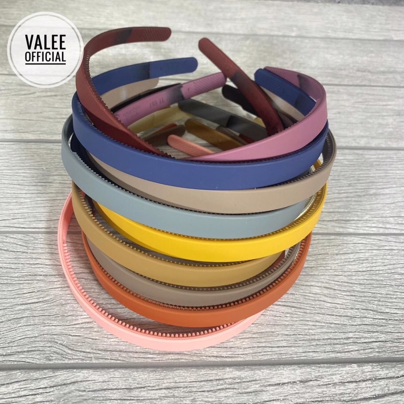 Bando Korea Doff Polos Warna Pastel Ukuran Sedang Lebar 1 Cm Bandana Matte