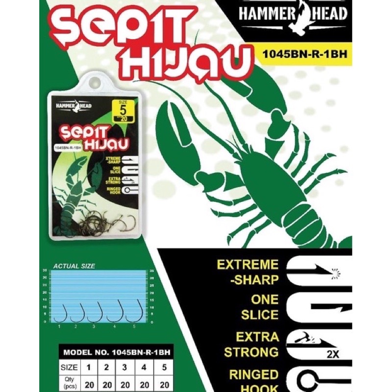 Mata Pancing Udang Sepit hijau hammerhead