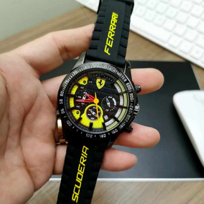 Jam tangan pria Ferrari chronograph rubber man watch