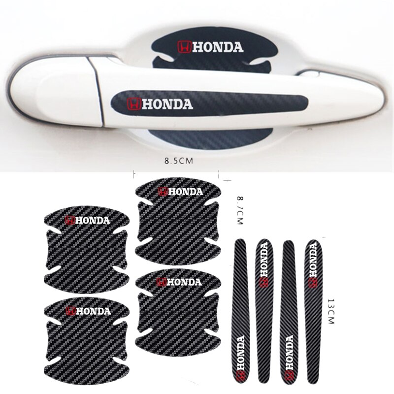 8Pcs Honda Logo Carbon fiber Handle Protection Film For Gank Win Brio Beat freed Genio Ladv City