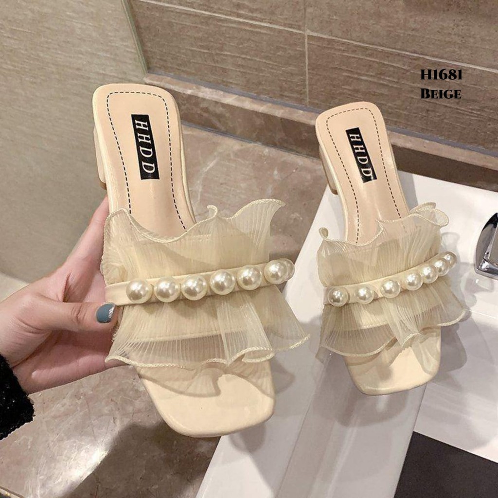 WYN  HIGH HEELS RUFFLED PEARL KOREA H1681