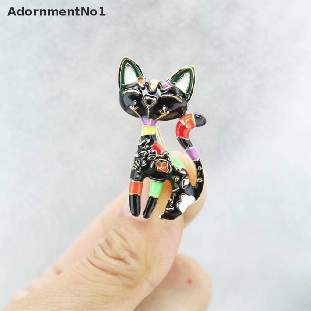 (AdornmentNo1) Bros Pin Enamel Desain Kucing / Bunga Gaya Cina