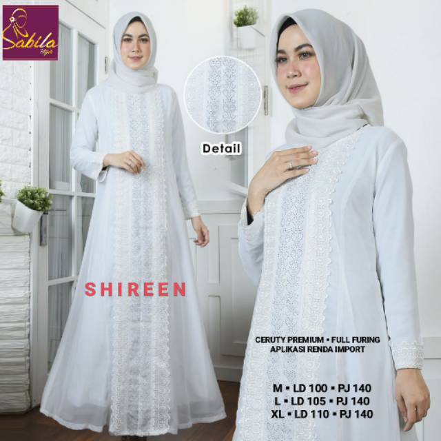 SHIREEN DRESS//DRESS PUTIH//DRESS MUSLIM