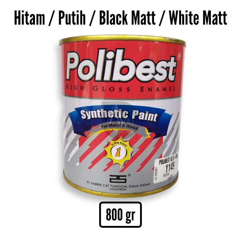 Jual Polibest Cat Kayu dan Besi 800 gr Hitam / Putih / Black Matt