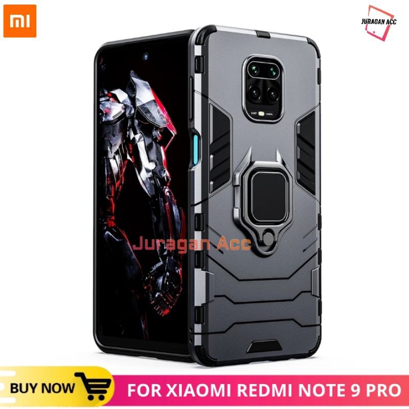 Case Ring Stand Xiaomi Redmi Note 9 Pro-Hardcase Redmi Note 9Pro Ring Magnetic Armor Robot Original