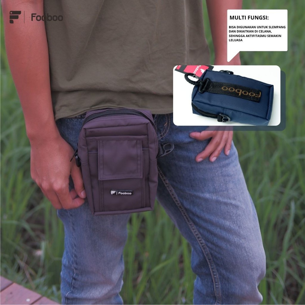 FOOBOO HANGING WALLET DOMPET HP TAS SELEMPANG PRIA SLINGBAG MINI PREMIUM