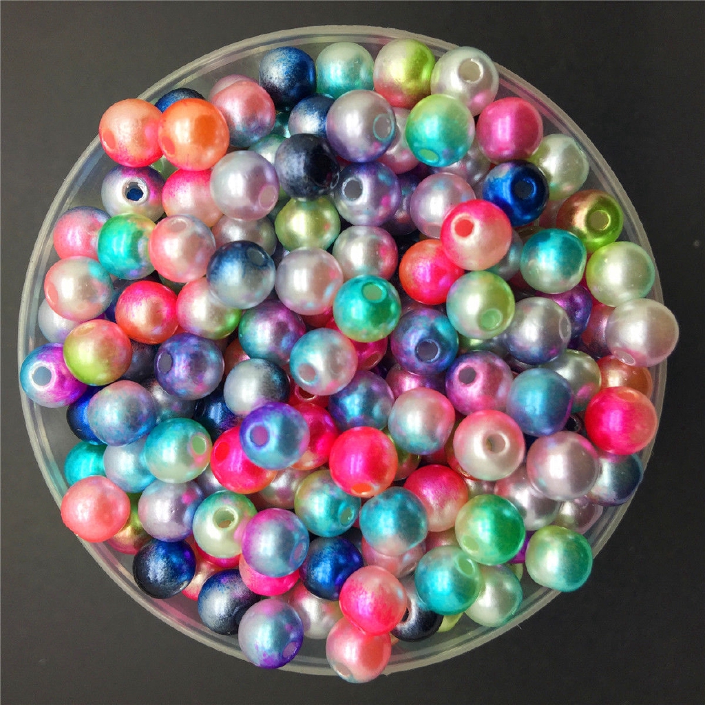 200Pcs DIY 4mm 6mm 8mm Colourful ABS Acrylic Round Pearl Spacer Loose Beads Jewelry Making