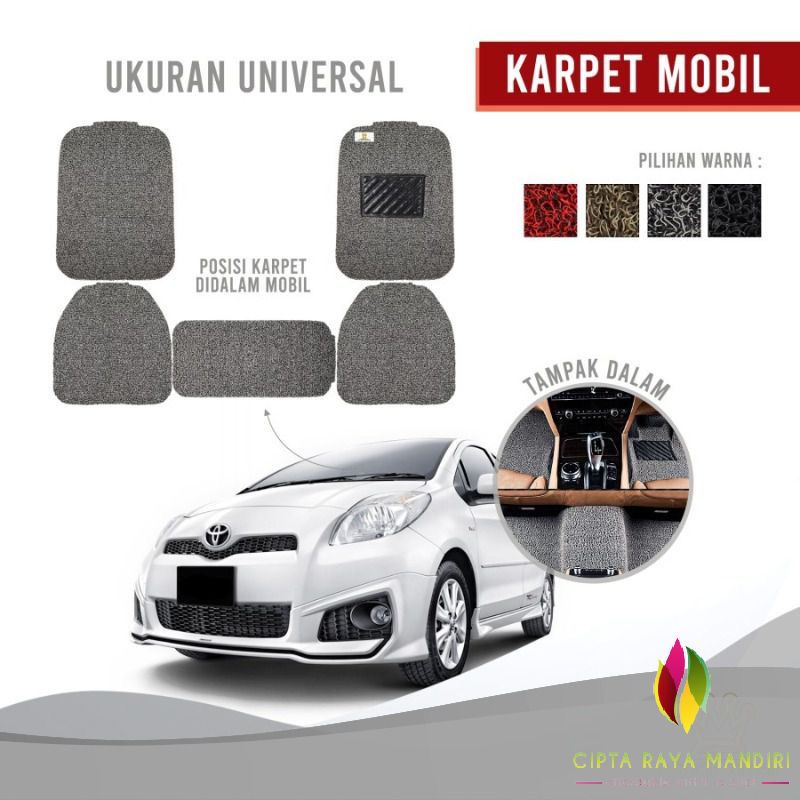 Karpet Mobil Premium Mie Bihun Potong Universal / Umum 2 Baris Ketebalan 18mm (5 Pcs）