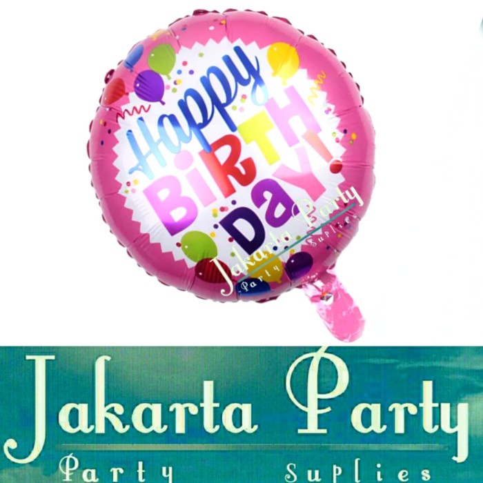 Balon Bulat HBD #7 / Balon Foil Happy Birthday / Balon Motif HBD