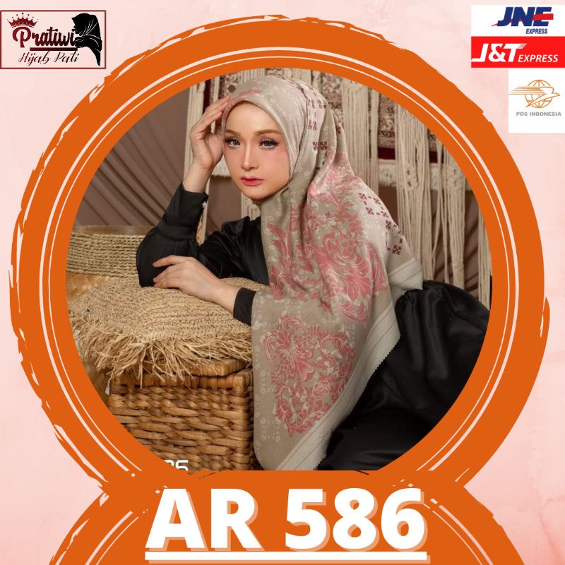 ARRAFI AR 586 Jilbab Hijab Kerudung Segi empat motif variasi cutting laser ori via COD by hijab Arra
