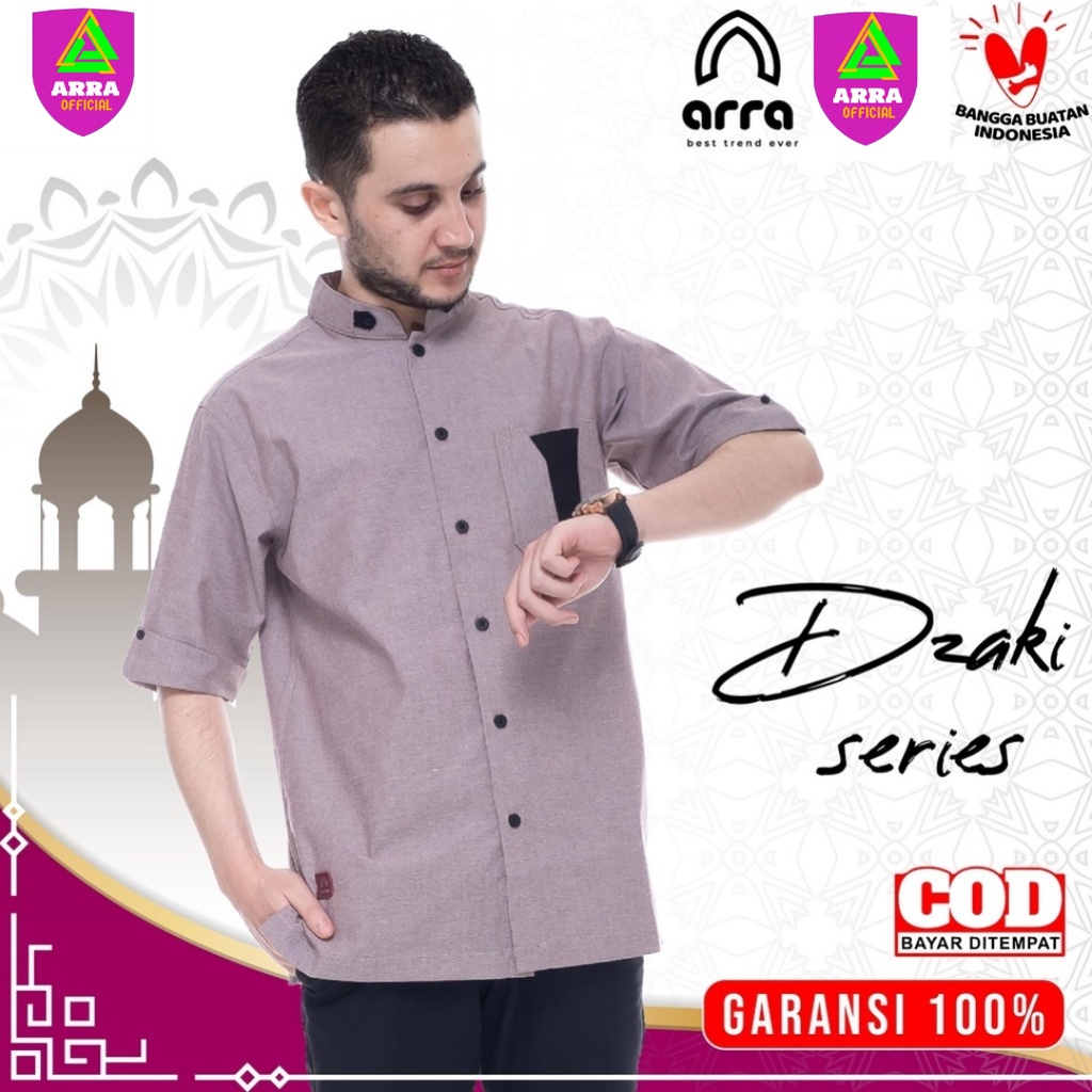 Baju Koko Pria Lengan Pendek Original Arra Dzaki Baju Muslim Pria Koko Laki Laki Kemko Rabbani Koko 
