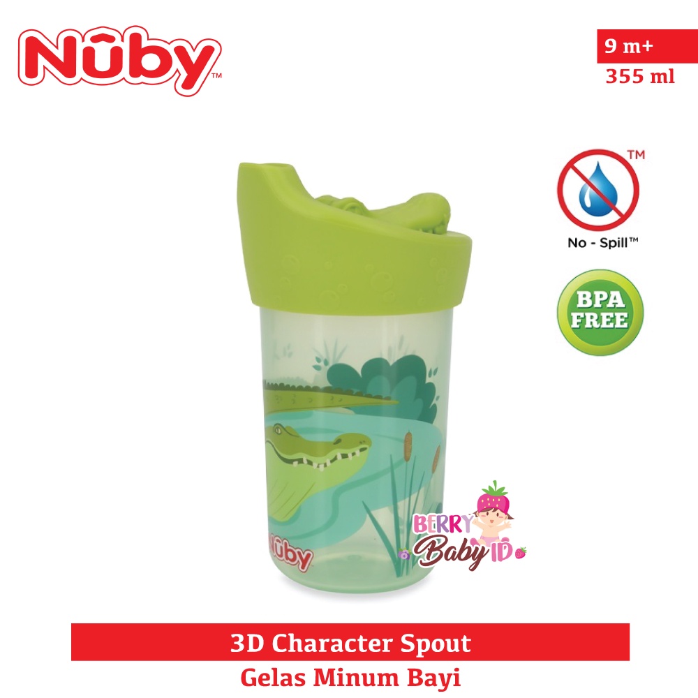 Nuby 3D Character Sippy Spout Cup Soft Silicone Gelas Minum Bayi Anak Berry Mart