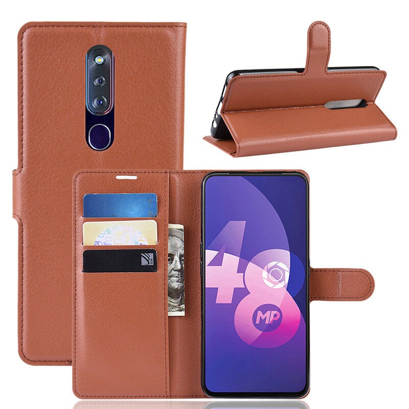 Oppo F11 OppoF11 Flip Wallet Dompet Kulit Leather Standing Cover Case Casing