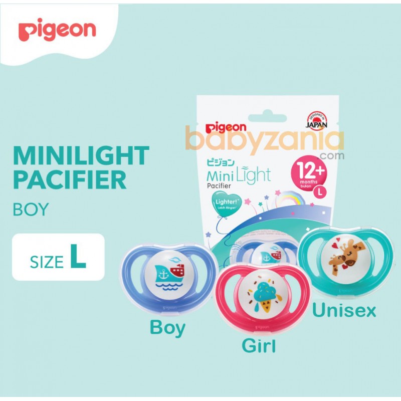 Pigeon Mini Light Pacifier / Soother Empeng Bayi 12 Month Size L - Boy / Girl / Unisex