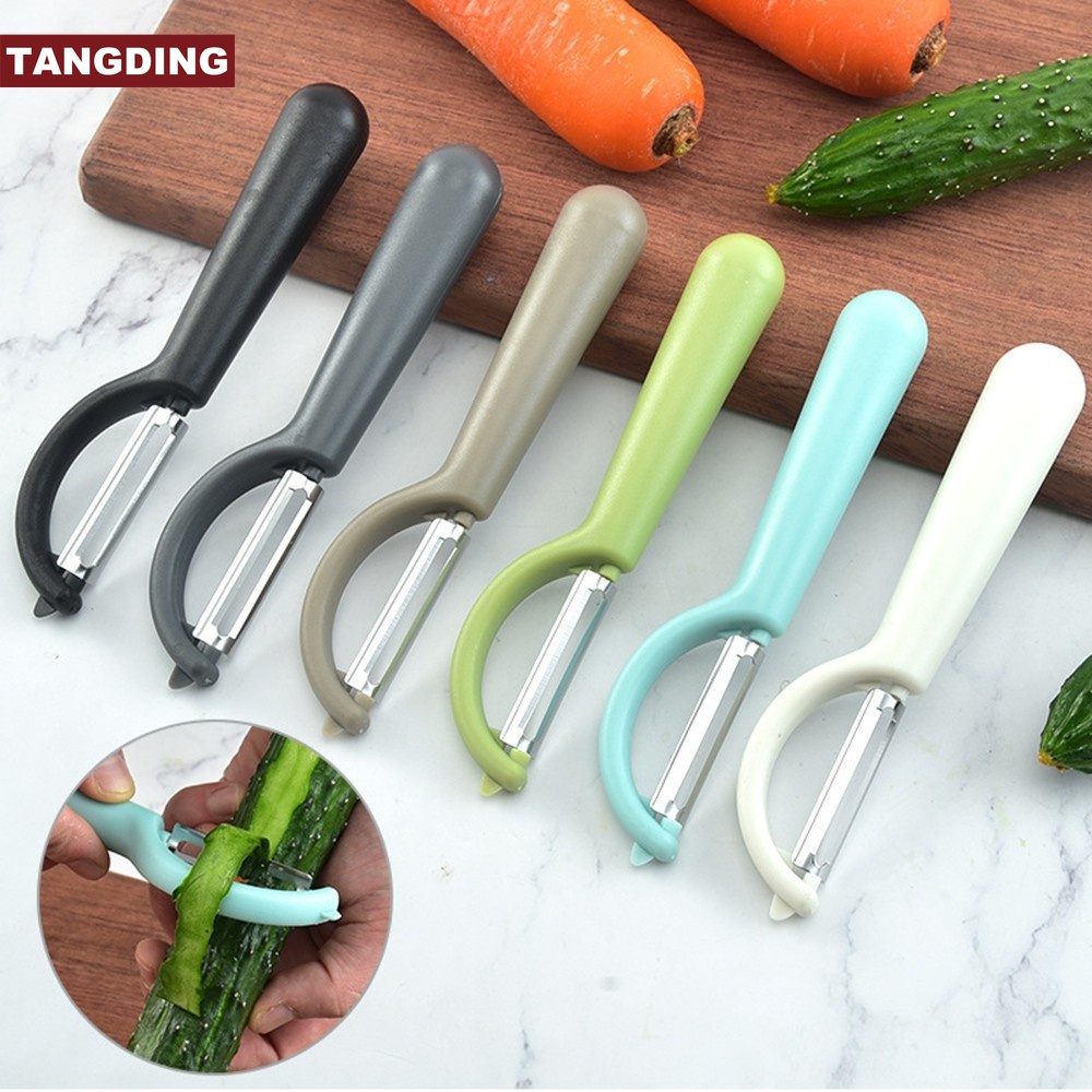 1pc Alat Kupas Sayur / Buah Bahan Stainless Steel Warna Acak