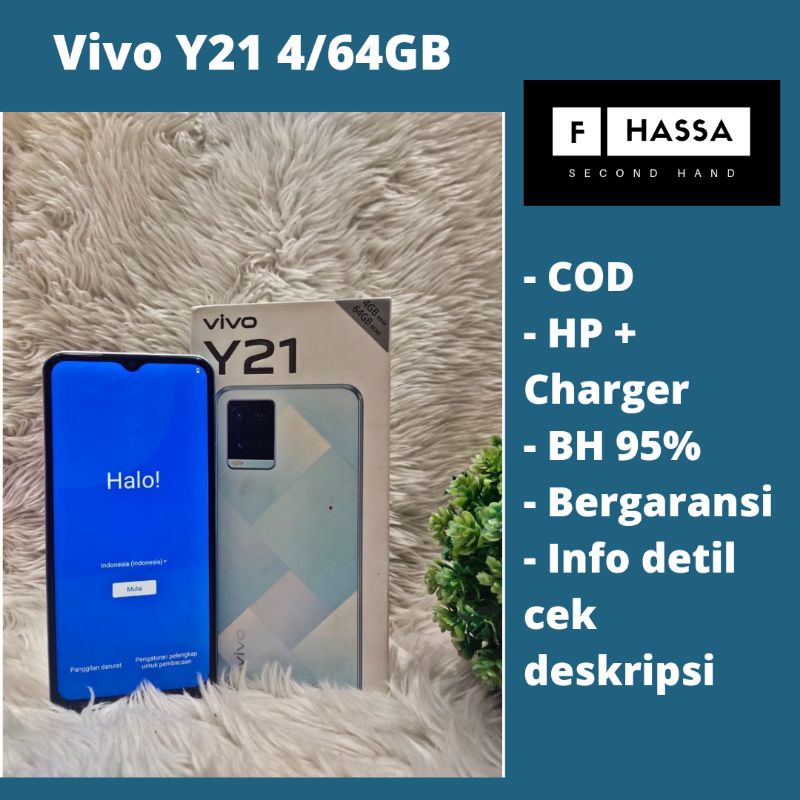 HP VIVO Y21 4/64GB SECOND LIKE NEW HP VIVO Y21 4/64 BEKAS SEPERTI BARU MURAH AMAN TERPERCAYA HP VIVO