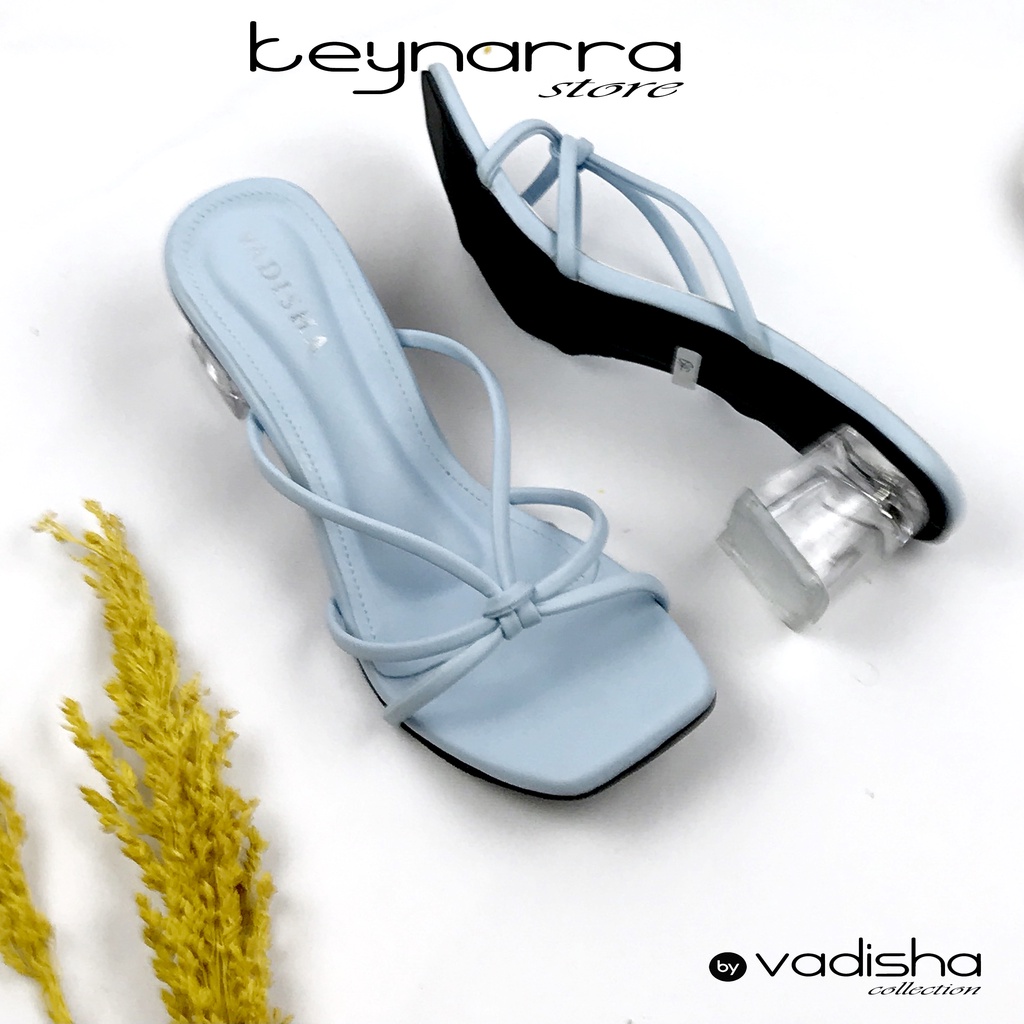keynarra Best Quality mona Heels Kaca Oval Transparan CM 305-BIRU MUDA