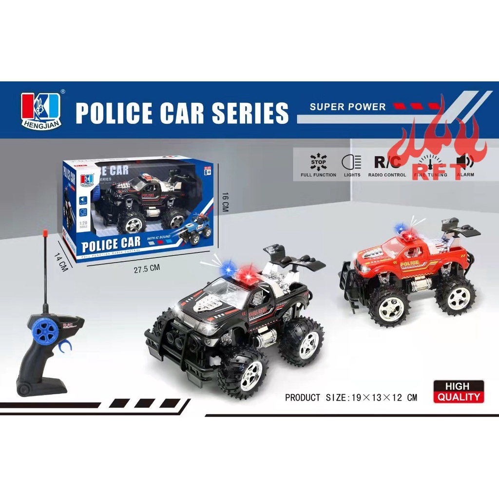 HENGJIAN MAINAN ANAK RC MOBIL BIGFOOT SUV REMOTE TEMBAK SKALA 1:24 POLICE CAR SERIES SUARA SIRENE 68