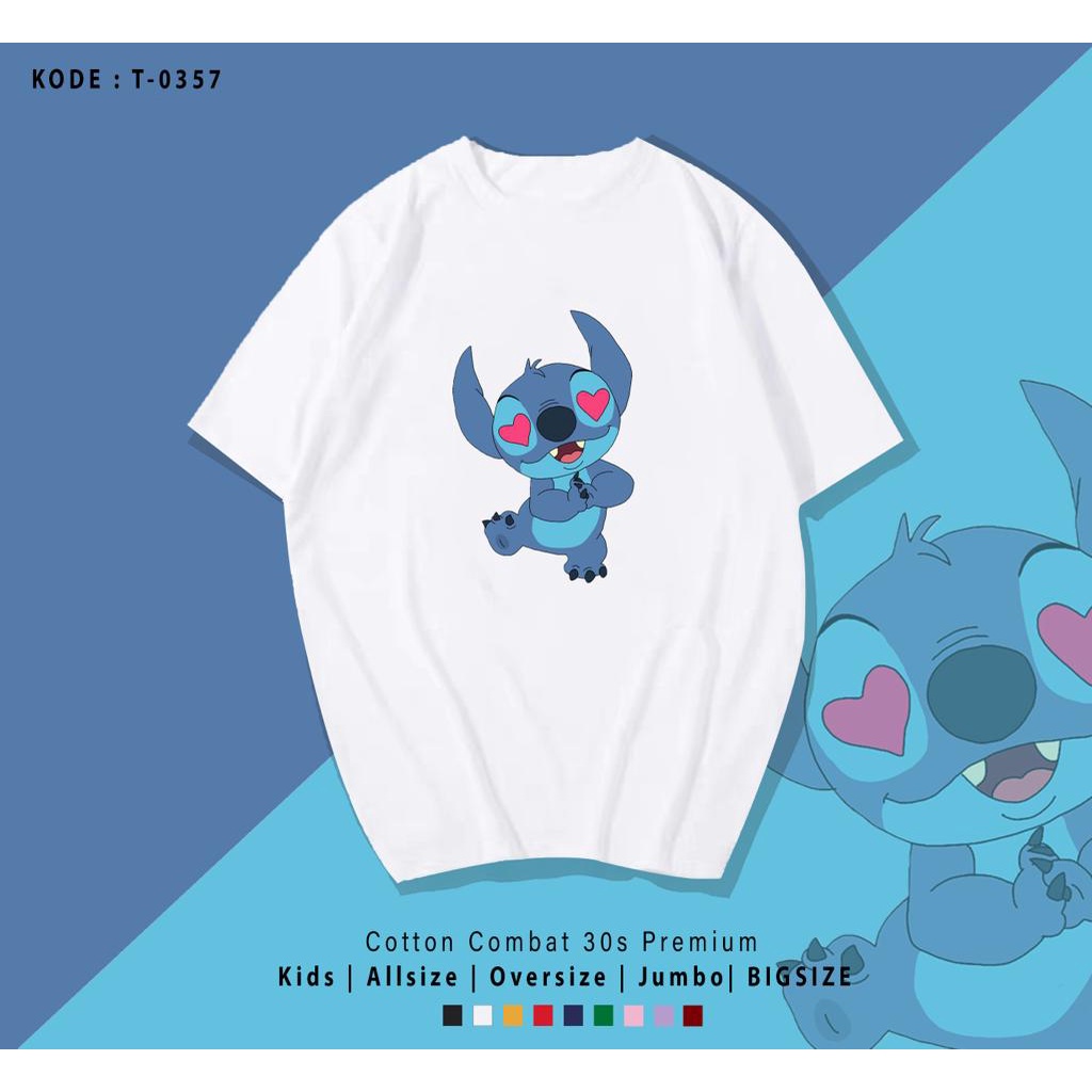 KAOS STICH MOTIF LOVE / KAOS SIMPLE / KAOS SANTAI / KAOS OVER SIZE / UK M-XL / KAOS LENGAN PENDEK / O NECK/ KAOS PRIA WANITA