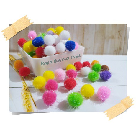 Pompom duri/Pompom Polos Bola Bulu/Edufuntoys/sensory toys/Mainan Anak/per pak 15mm  50bh