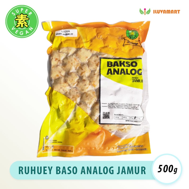 

Ruhuey Bakso Analog BAKSO JAMUR 500gr Baso Urat Vegan Meat ball Vegetarian