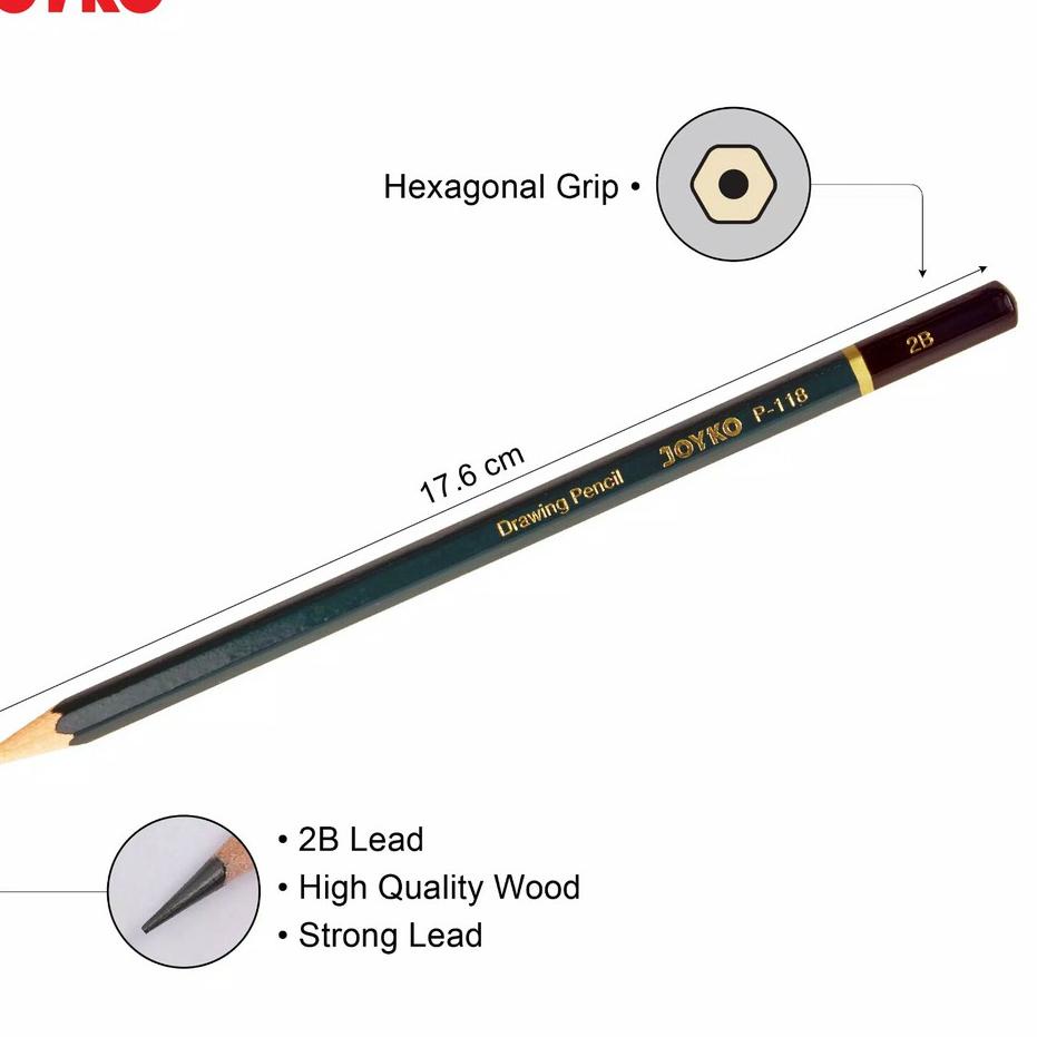 

[KODE 79LLY] DRAWING PENCIL / PENSIL MENGGAMBAR JOYKO P-118-14 1 Set 14 Pcs