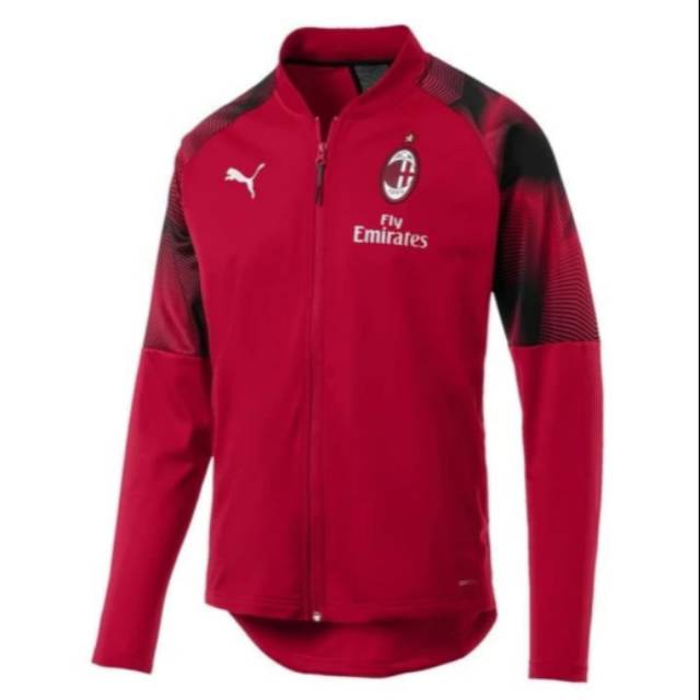 Jaket Puma Ac Milan 100% Original Resmi / Ac Milan Stadium Poly jacket / Tango Red-Puma Black
